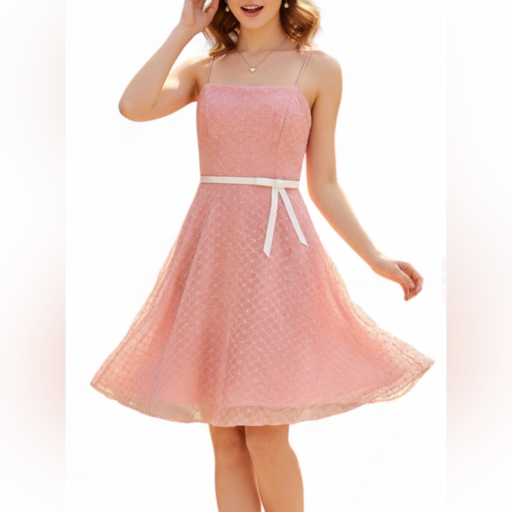 Laundry by Shelli Segal Peach Silk Floral Fit & Flare Dress Size Medium Coquette